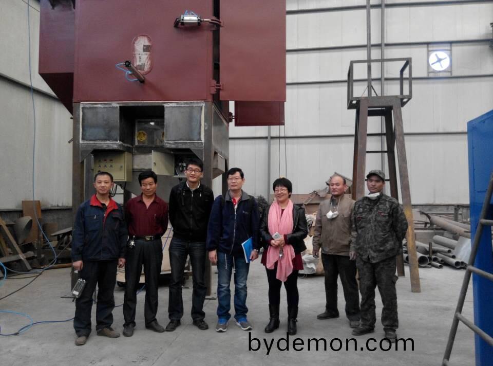 泰国客户来安丘博阳参观大袋拆袋机试车现场