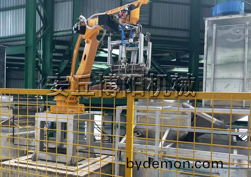 安丘博阳机械锌粉自动拆包机器人的工作流程