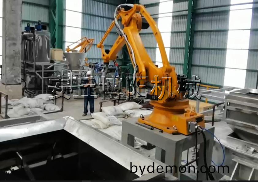 氧化钙全自动拆包机解决了人工不易接触物料的拆包难题