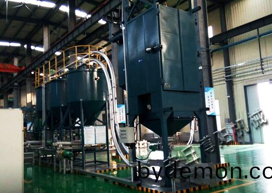 颜料吨袋拆包机搭配管链输送机，解决扬尘问题