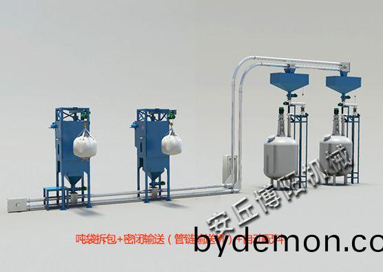 吨袋拆包机+管链式输送机+自动配料系统