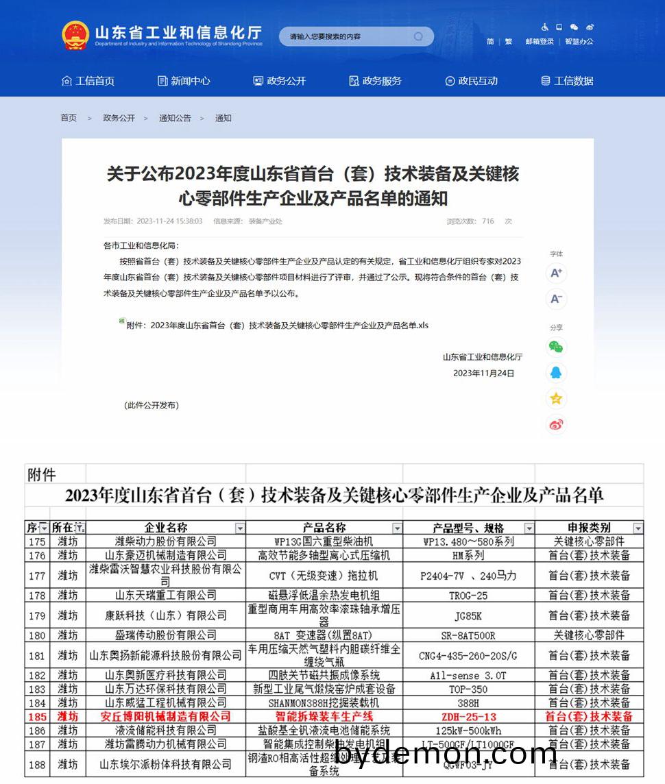 祝贺博阳机械“智能拆垛装车线”入选省首台套技术装备