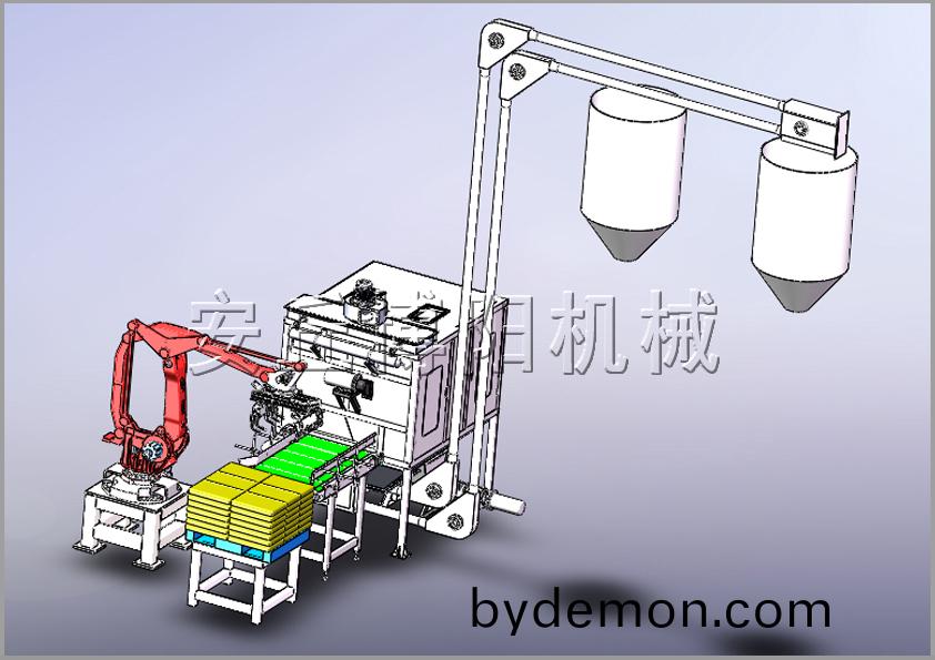拆垛机械手+自动破袋机+管链式输送机解决方案