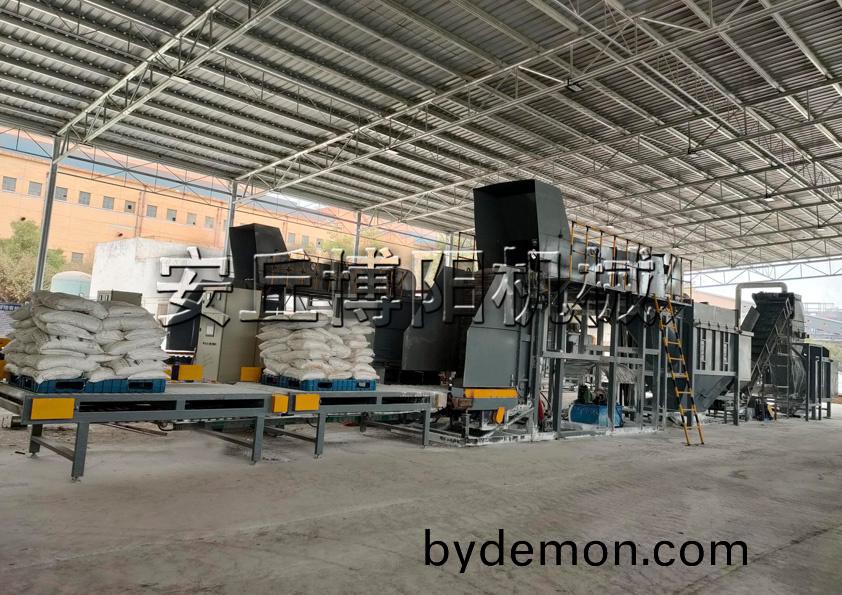 片碱翻垛式全自动拆包机+破碎筛分装置+废袋全自动打包机生产线